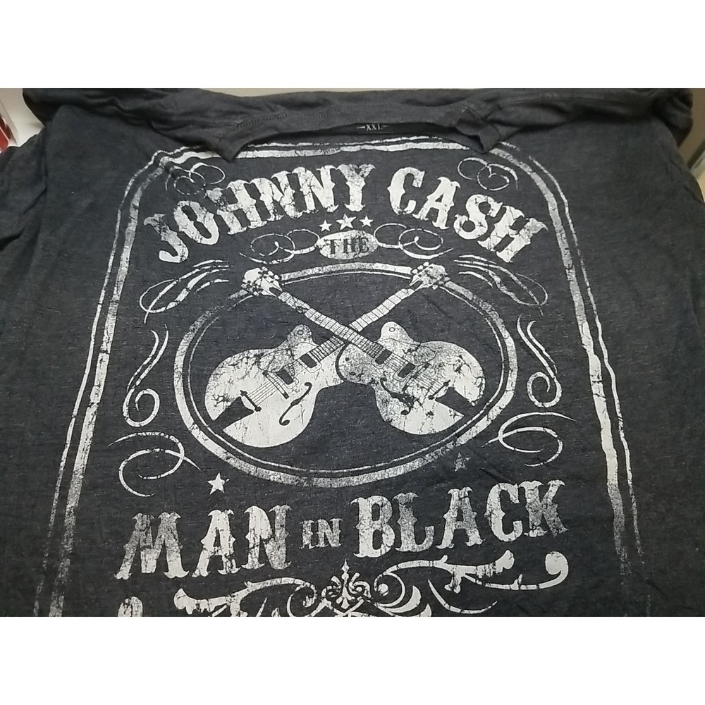 Johnny Cash The Man In Black Graphic T-Shirt 2XL Black Zion Rootswear Tag Cotton